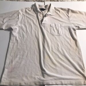 Vintage Van‎ Heusen White Polo golf shirt Size Large  .       i.